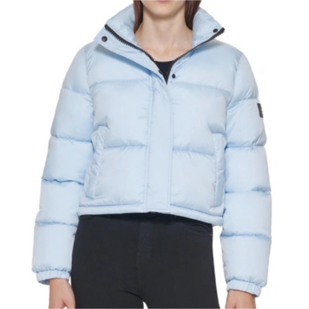 Calvin Klein Sky Blue Cropped Puffer Jacket